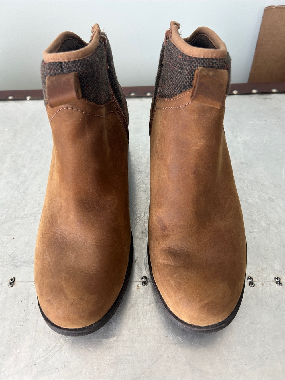 Merrell Brown Leather & Tweed Ankle Boots